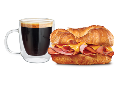 Café + Medialuna de Jamón y Queso